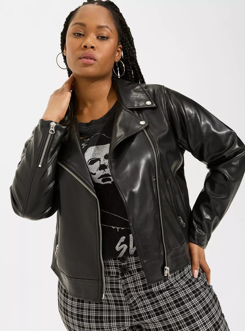 Torrid Faux Leather Moto Jacket Black Womens 2X Asymmetrical Coat